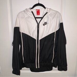 NIKE Black and White Hooded Track Jacket